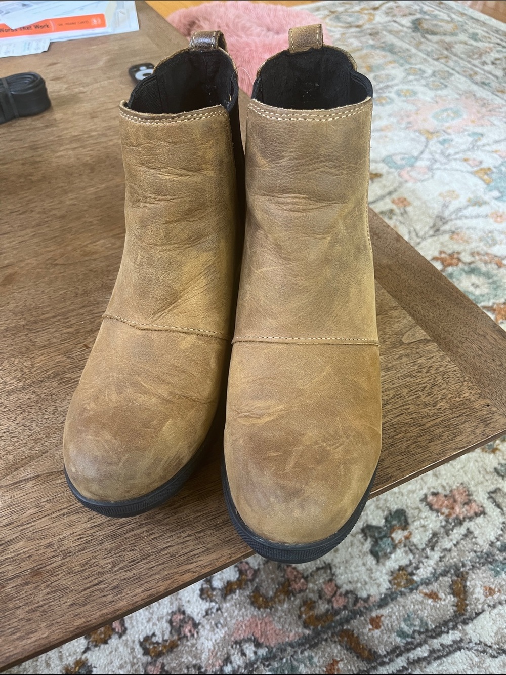 Sorel Tan Leather Chelsea Ankle Boots